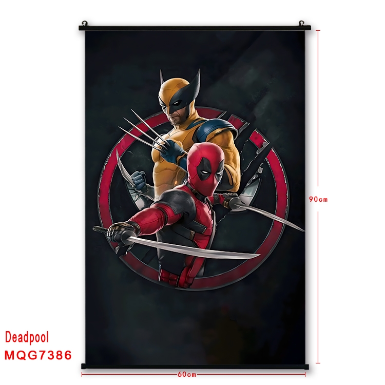 Deadpool Anime black Plastic rod Cloth painting Wall Scroll 60X90CM  MQG7386