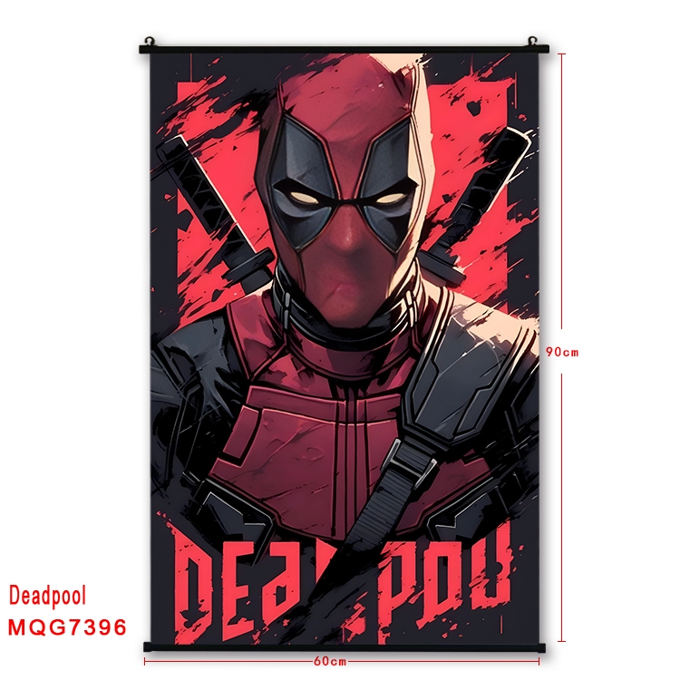 Deadpool Anime black Plastic rod Cloth painting Wall Scroll 60X90CM MQG7396