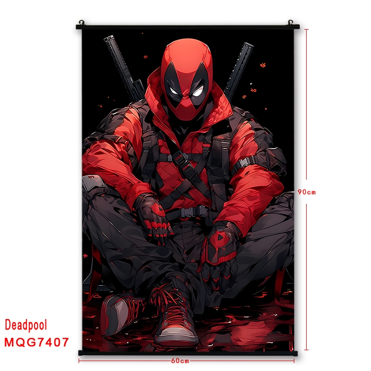 Deadpool Anime black Plastic rod Cloth painting Wall Scroll 60X90CM MQG7407