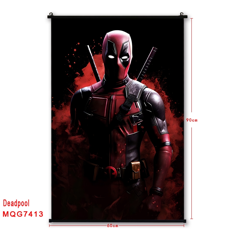 Deadpool Anime black Plastic rod Cloth painting Wall Scroll 60X90CM   MQG7413