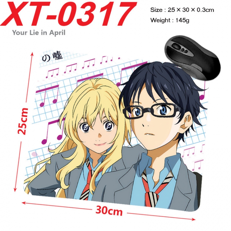 Your Lie in April  Anime peripheral new lock edge mouse pad 25X30cm  xt-0317