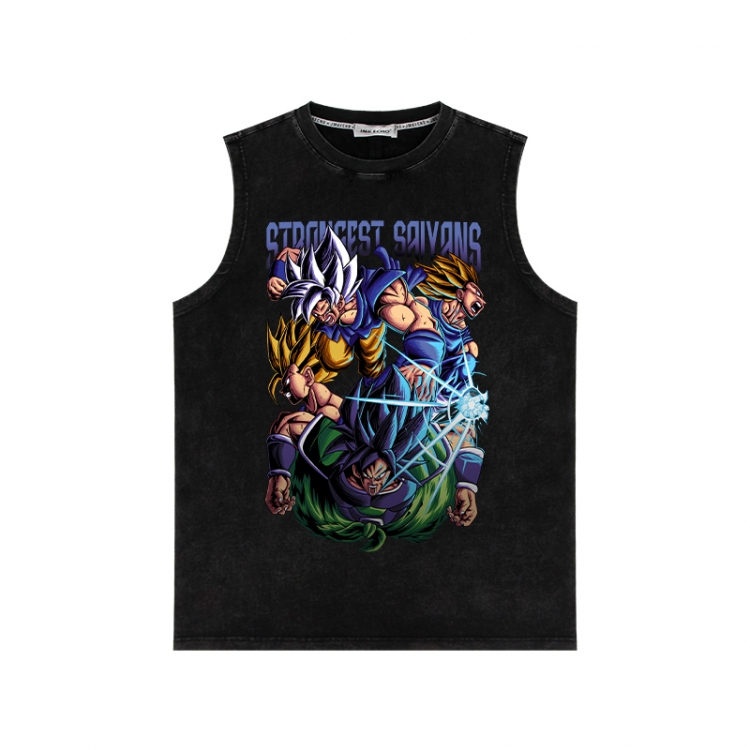 DRAGON BALL Anime peripheral washed vest direct spray process 290g from S to 2XL