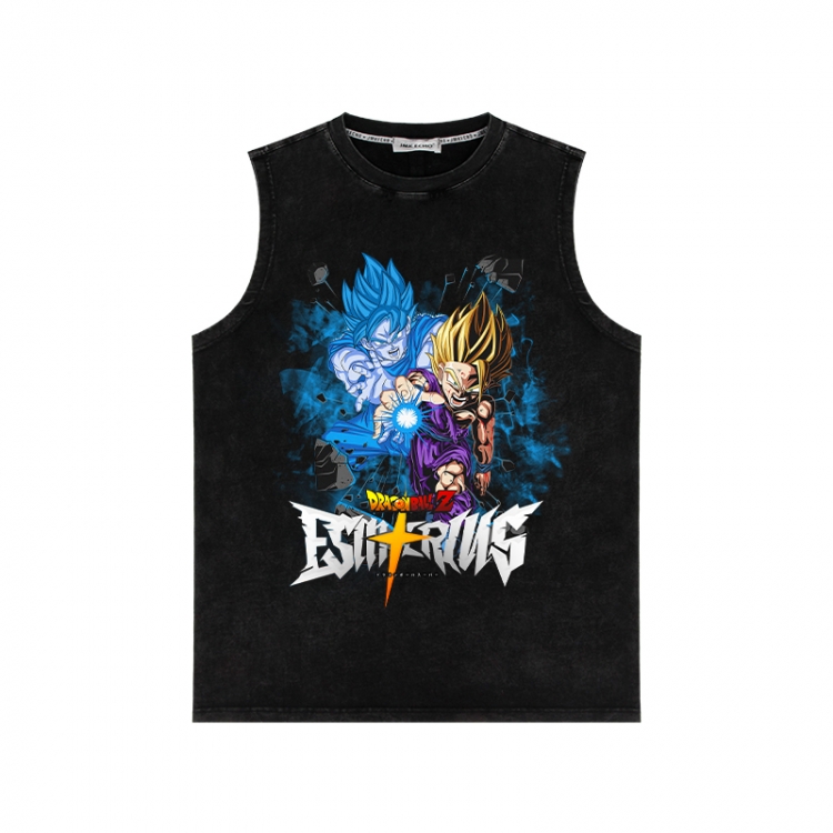 DRAGON BALL Anime peripheral washed vest direct spray process 290g from S to 2XL