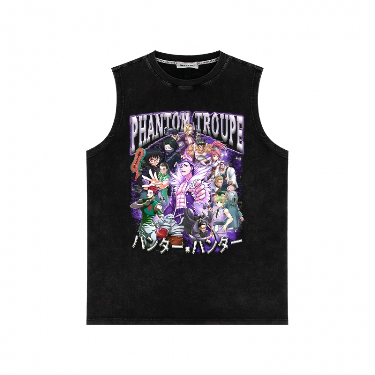 HunterXHunter Anime peripheral washed vest direct spray process 290g from S to 2XL