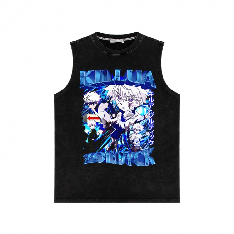 HunterXHunter Anime peripheral washed vest direct spray process 290g from S to 2XL