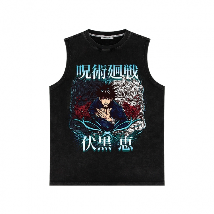 Jujutsu Kaisen Anime peripheral washed vest direct spray process 290g from S to 2XL