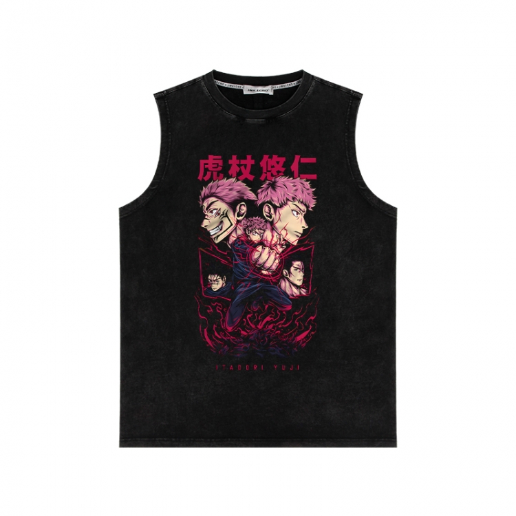 Jujutsu Kaisen Anime peripheral washed vest direct spray process 290g from S to 2XL