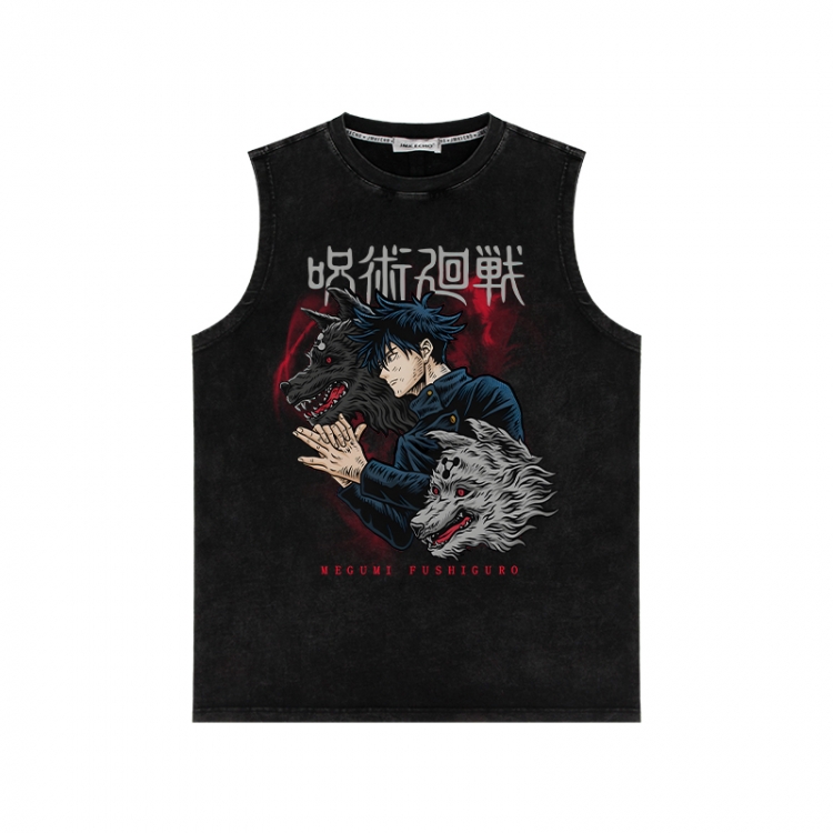 Jujutsu Kaisen Anime peripheral washed vest direct spray process 290g from S to 2XL