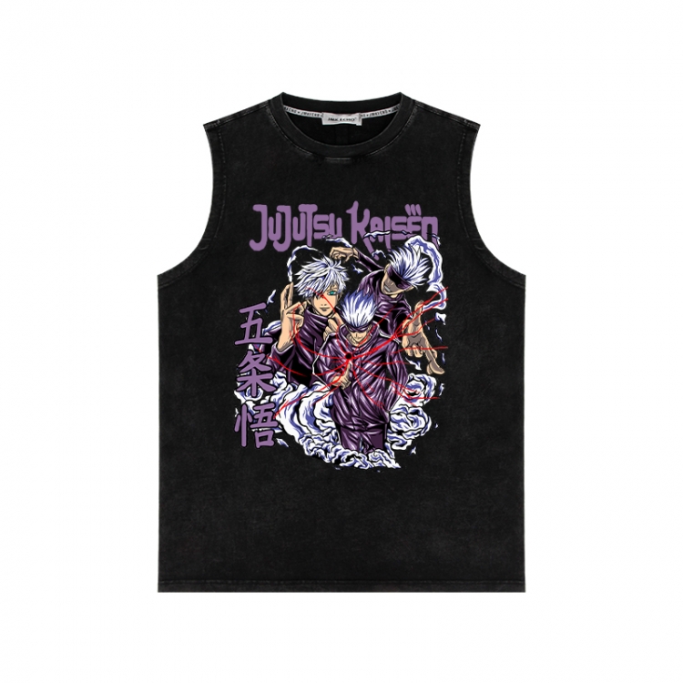 Jujutsu Kaisen Anime peripheral washed vest direct spray process 290g from S to 2XL