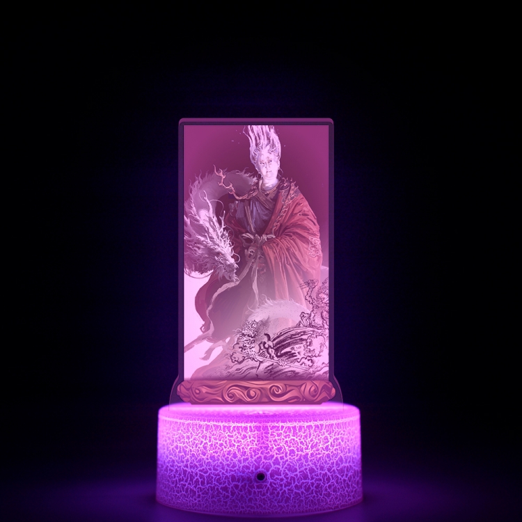 Black Myth Acrylic Night Light 16 Color-changing USB Interface Box Set 19X7X4CM white base