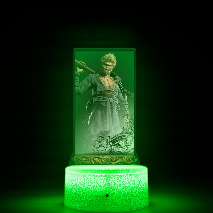 Black Myth Acrylic Night Light 16 Color-changing USB Interface Box Set 19X7X4CM white base