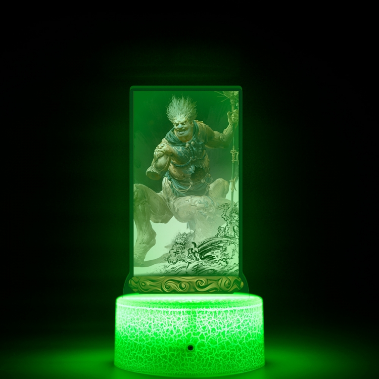 Black Myth Acrylic Night Light 16 Color-changing USB Interface Box Set 19X7X4CM white base