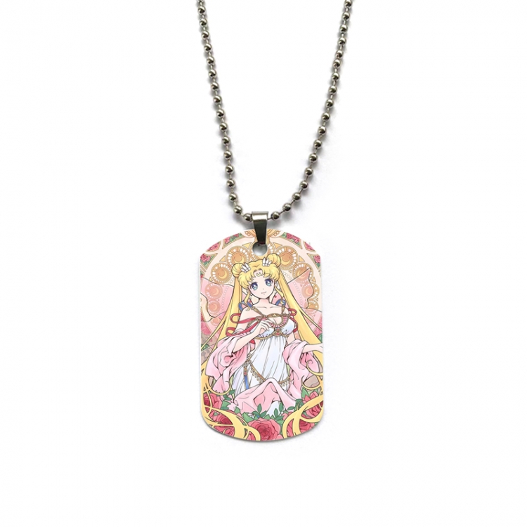 sailormoon Anime double-sided full color printed military brand necklace price for 5 pcs