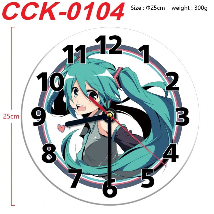 Hatsune Miku Anime peripheral printed full-color wall clock 25cm CCK-0104