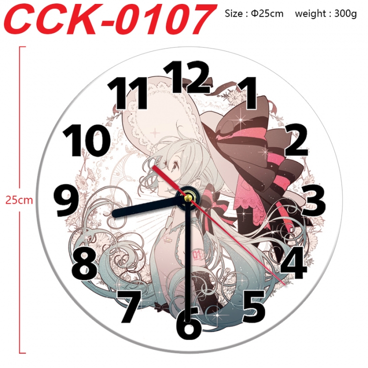 Hatsune Miku Anime peripheral printed full-color wall clock 25cm CCK-0107