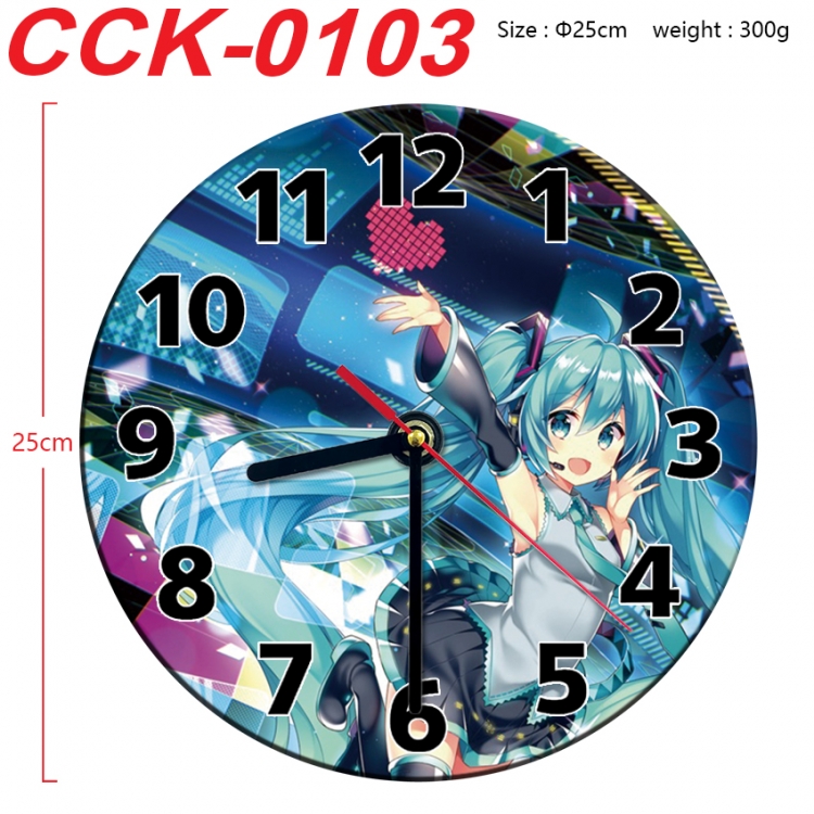 Hatsune Miku Anime peripheral printed full-color wall clock 25cm CCK-0103