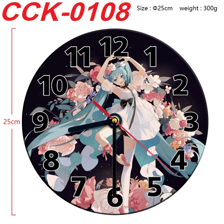 Hatsune Miku Anime peripheral printed full-color wall clock 25cm CCK-0108