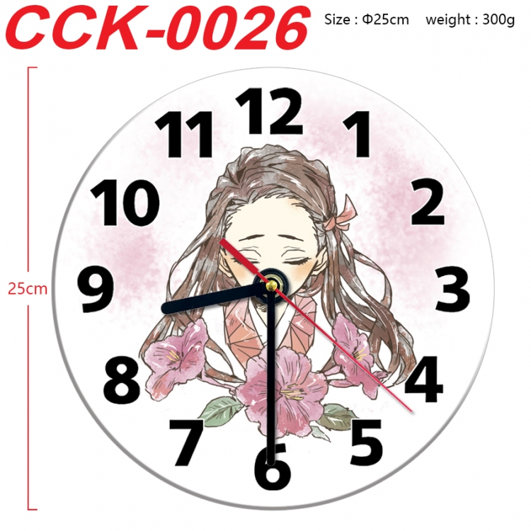 Demon Slayer Kimets Anime peripheral printed full-color wall clock 25cm  CCK-0026