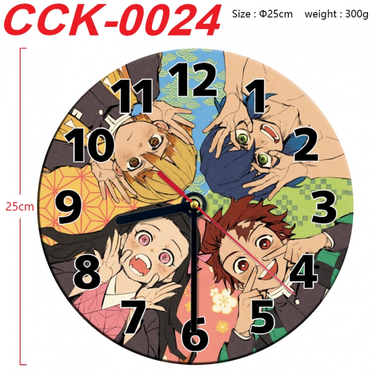 Demon Slayer Kimets Anime peripheral printed full-color wall clock 25cm CCK-0024