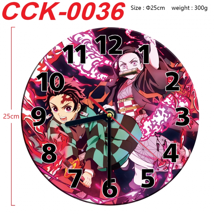 Demon Slayer Kimets Anime peripheral printed full-color wall clock 25cm  CCK-0036