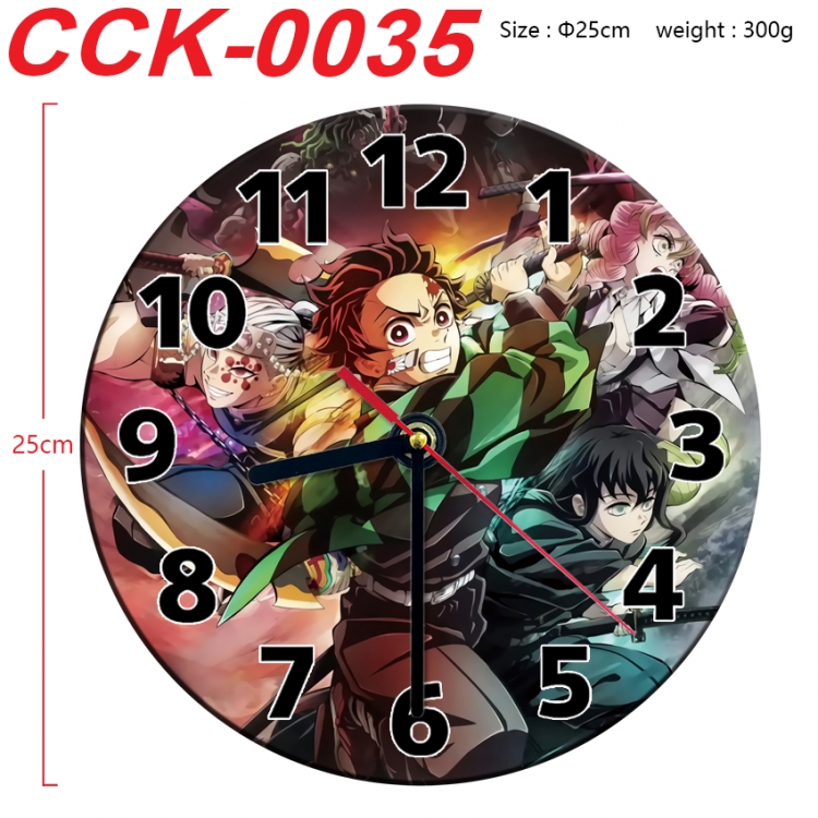 Demon Slayer Kimets Anime peripheral printed full-color wall clock 25cm  CCK-0035