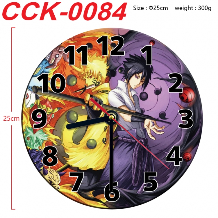 Naruto Anime peripheral printed full-color wall clock 25cm CCK-0084