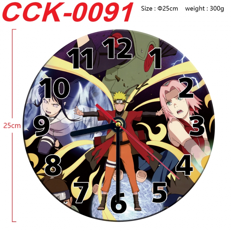 Naruto Anime peripheral printed full-color wall clock 25cm  CCK-0091