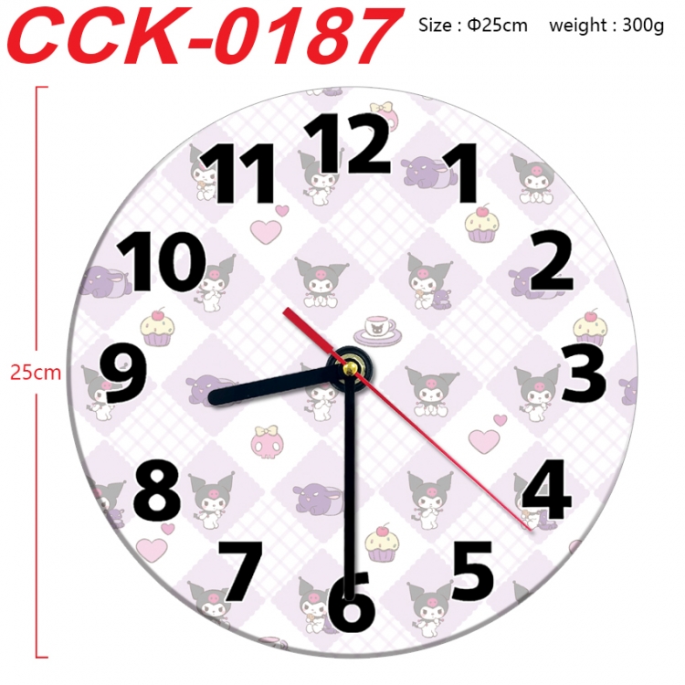 sanrio Anime peripheral printed full-color wall clock 25cm  CCK-0187