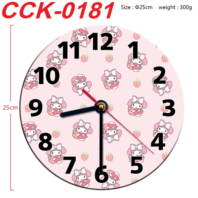 sanrio Anime peripheral printed full-color wall clock 25cm CCK-0181