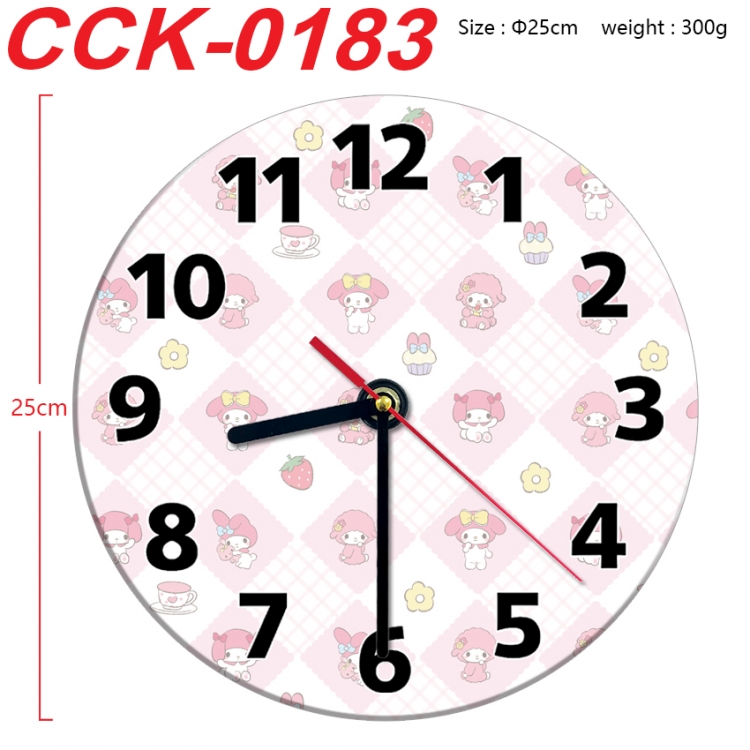 sanrio Anime peripheral printed full-color wall clock 25cm CCK-0183