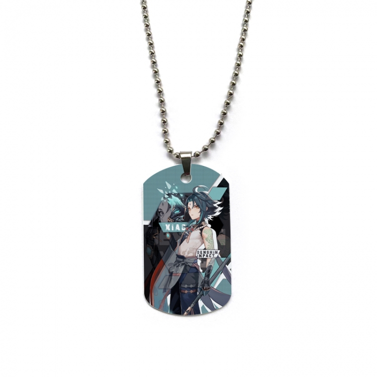 Genshin Impact Anime double-sided full color printed military brand necklace price for 5 pcs