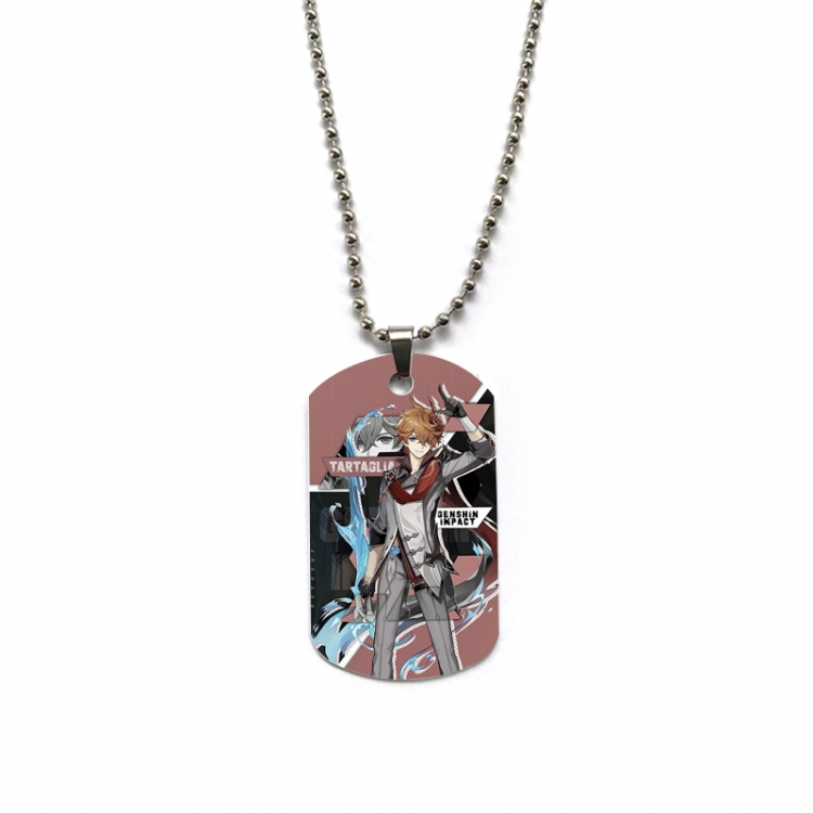 Genshin Impact Anime double-sided full color printed military brand necklace price for 5 pcs