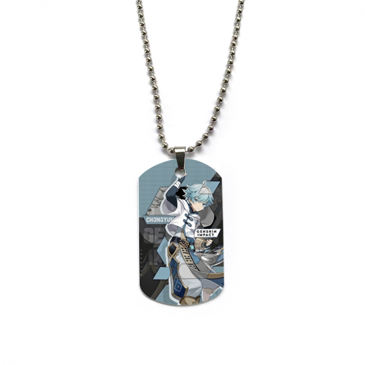 Genshin Impact Anime double-sided full color printed military brand necklace price for 5 pcs