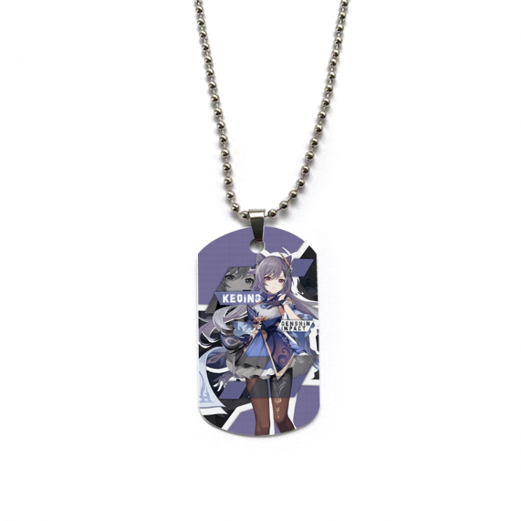 Genshin Impact Anime double-sided full color printed military brand necklace price for 5 pcs