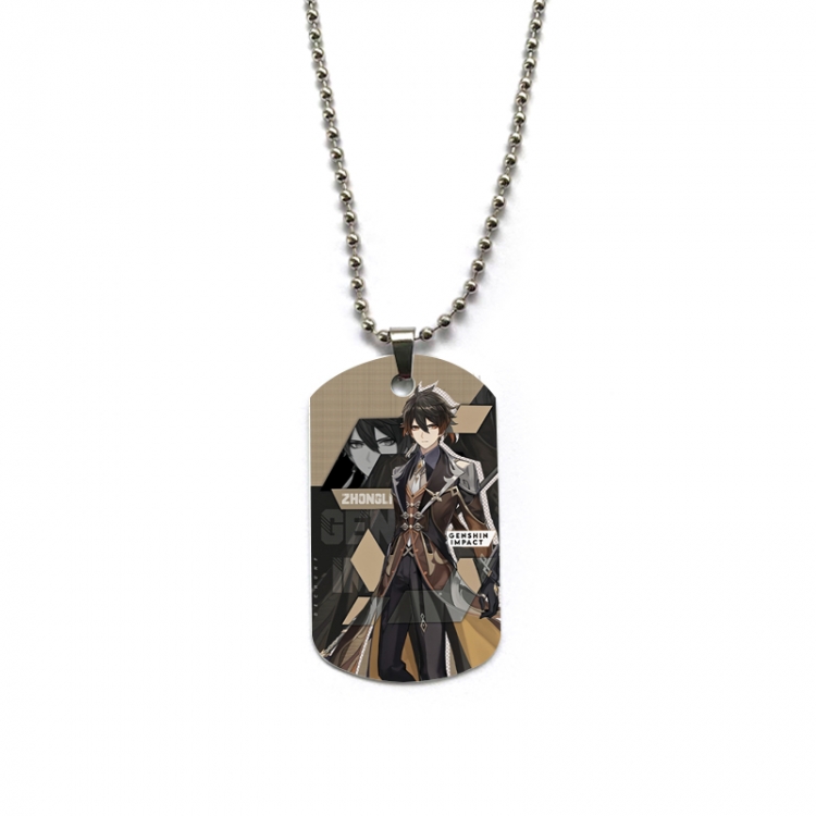 Genshin Impact Anime double-sided full color printed military brand necklace price for 5 pcs