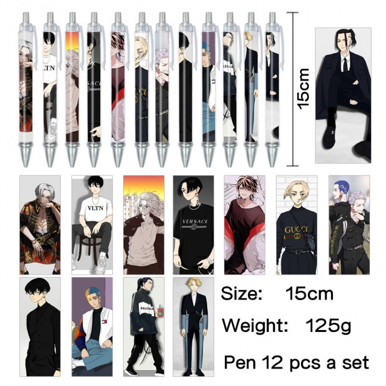 Tokyo Revengers Anime peripheral student color picture ballpoint pen neutral pen 15cm a set of 12