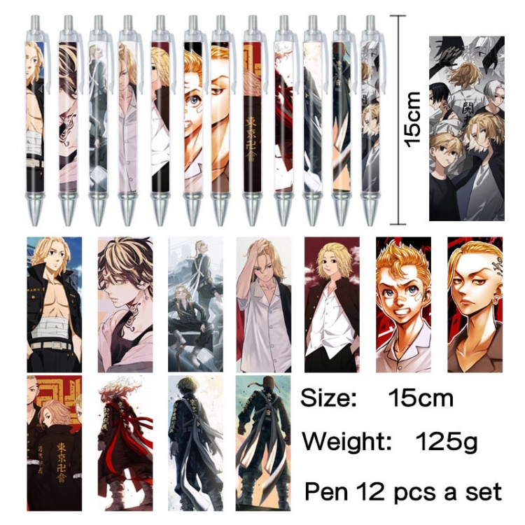 Tokyo Revengers Anime peripheral student color picture ballpoint pen neutral pen 15cm a set of 12