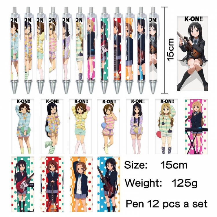 K-ON! Anime peripheral student color picture ballpoint pen neutral pen 15cm a set of 12