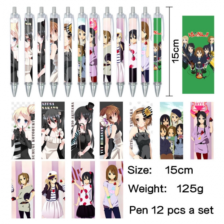 K-ON! Anime peripheral student color picture ballpoint pen neutral pen 15cm a set of 12