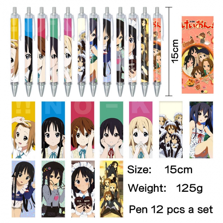 K-ON! Anime peripheral student color picture ballpoint pen neutral pen 15cm a set of 12