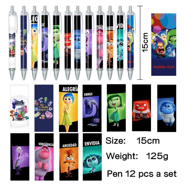 Inside Out Anime peripheral student color picture ballpoint pen neutral pen 15cm a set of 12