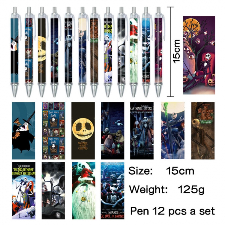 The Nightmare Before Christmas Anime peripheral student color picture ballpoint pen neutral pen 15cm a set of 12