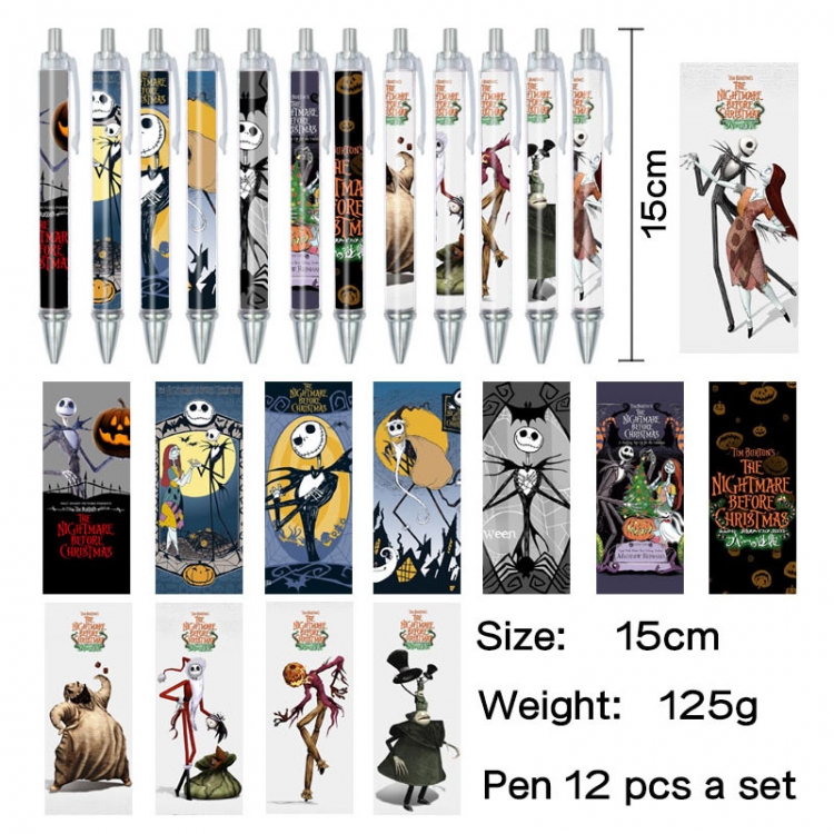 The Nightmare Before Christmas Anime peripheral student color picture ballpoint pen neutral pen 15cm a set of 12