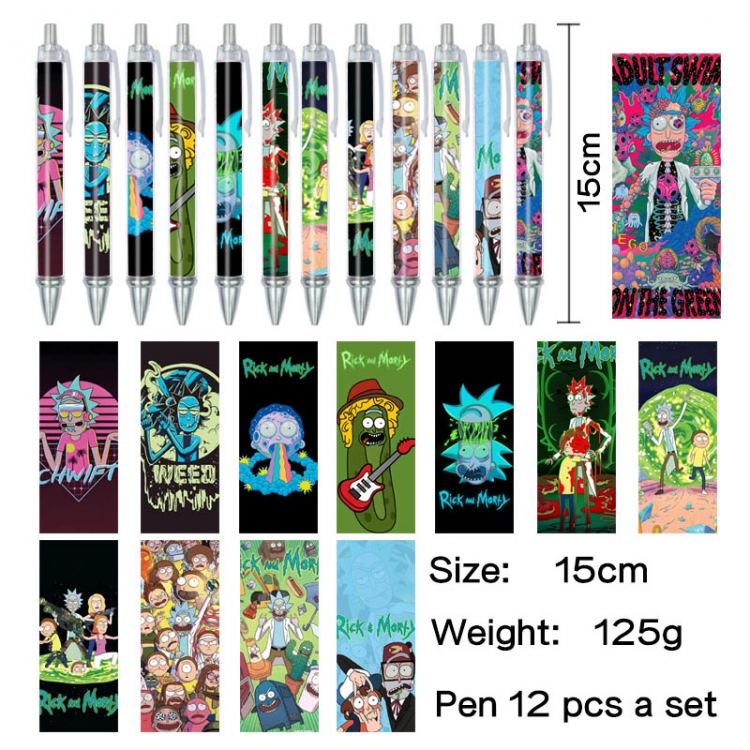 Rick and Morty Anime peripheral student color picture ballpoint pen neutral pen 15cm a set of 12