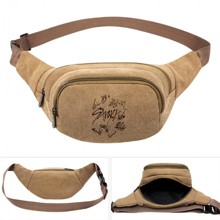 straykids Anime khaki canvas waist bag 27X14X5CM