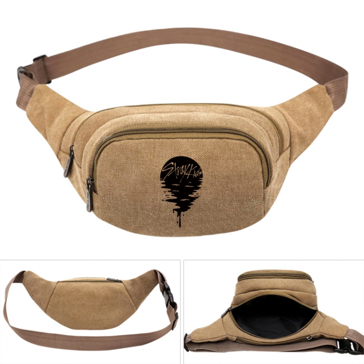 straykids Anime khaki canvas waist bag 27X14X5CM