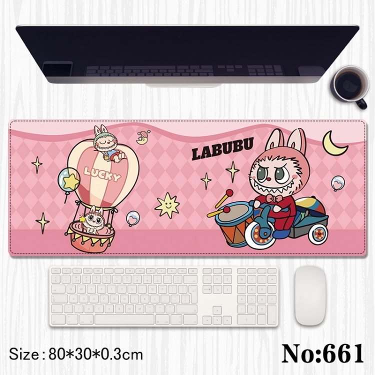 Labubu Anime peripheral computer mouse pad office desk pad multifunctional pad 80X30X0.3cm