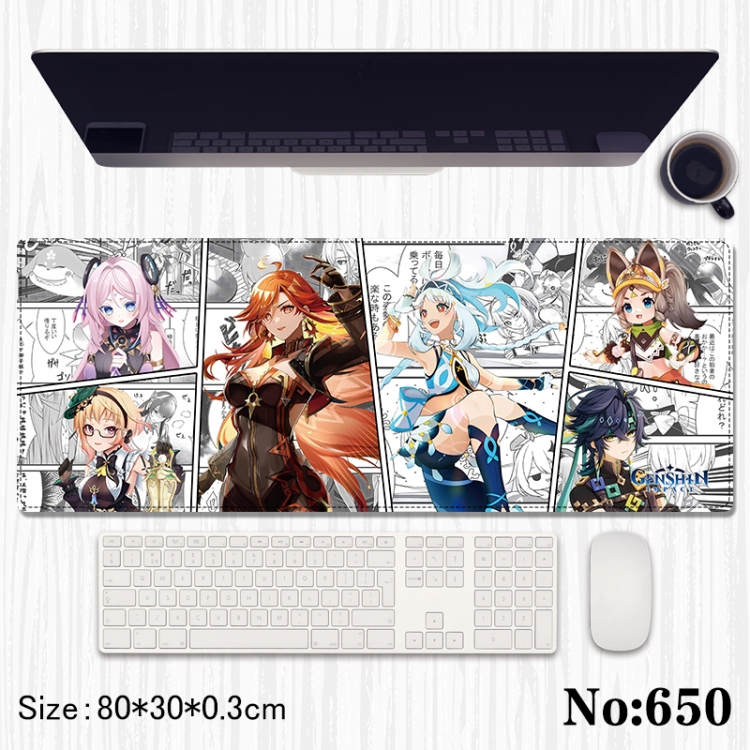 Genshin Impact Anime peripheral computer mouse pad office desk pad multifunctional pad 80X30X0.3cm