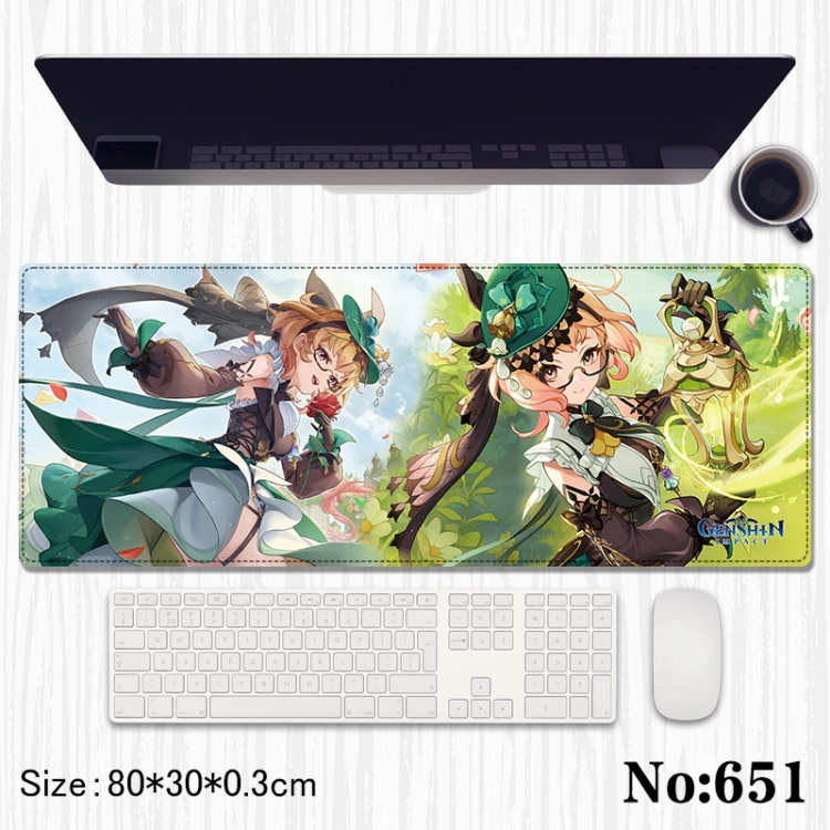 Genshin Impact Anime peripheral computer mouse pad office desk pad multifunctional pad 80X30X0.3cm