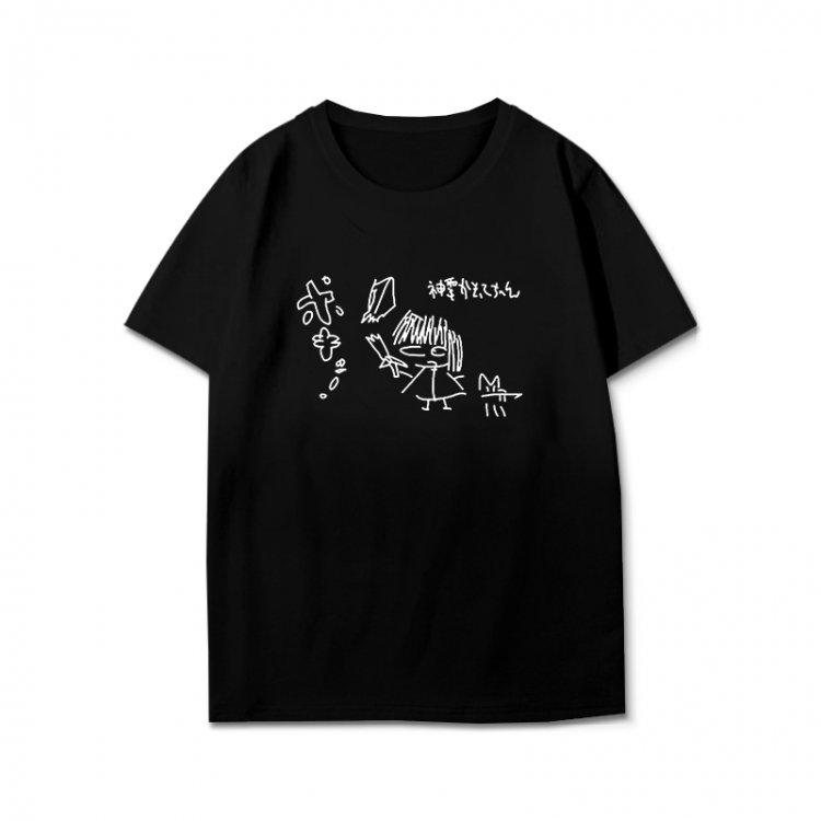 SinseiKamattechan Anime peripheral black and white short-sleeved T-shirt from S to 3XL